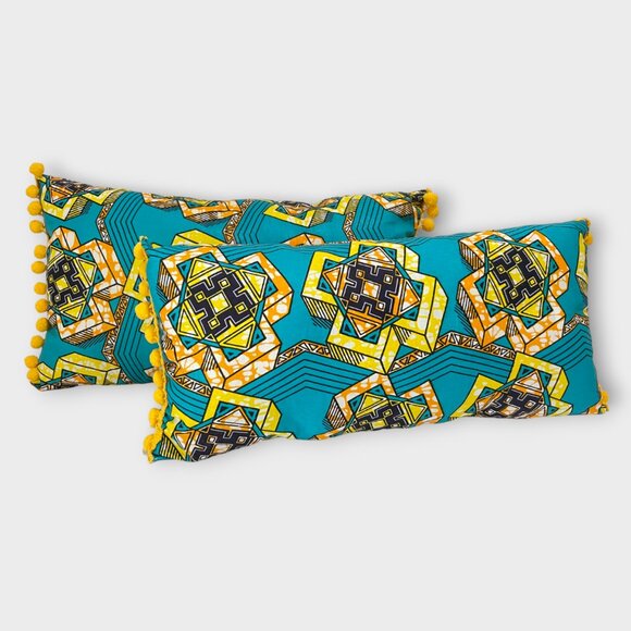 Pair of Ankara lumbar pillows CUBIC - Picture 1 of 4